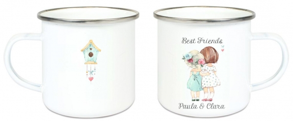 ♥ Tasse Emailletasse Best Friends, Beste Freunde, Name, Wunschname, Dankeschön, Abschied, Jubiläum, Geschenk, Becher von Lüttentüddel